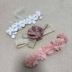 ベビー用花デザインヘアバンド3点セット