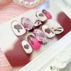 ネイルチップ　バレンタイン　チョコレート　マットネイル