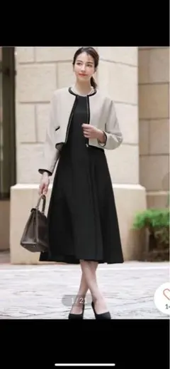 Flolia ワンピーススーツ S ブラック/ベージュ