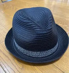 ★黒の中折れハット 洗える 折りたためる 春夏秋向き！