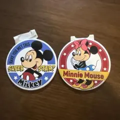 未使用　レトロ　ディズニー ミッキー＆ミニー 缶バッジ 2種セットのサムネイル