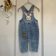美品 デニム地　ウサコ　オーバーオール　90