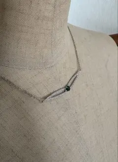 スワロフスキーネックレス 緑グリーンストーン