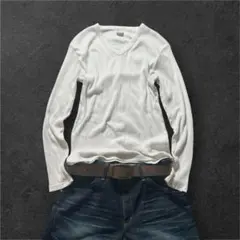 archive EDWIN ribbed v neck L/S y2k 白 Lのサムネイル