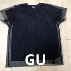 GU ジーユー 黒 メッシュ 半袖 Tシャツ ブラック M