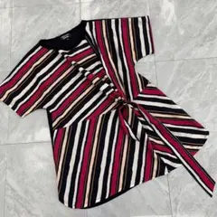 Sonia Rykiel チュニック マルチストライプ タイウエスト 半袖 M