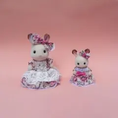 シルバニアファミリー　女の子　赤ちゃん　ハンドメイド　花柄レース