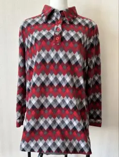 フリース チェック柄 ポロシャツ