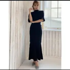 【美品】RESEXXY スリーブデザインマーメイドワンピース ブラック