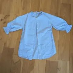 petit main 七分袖ストライプシャツ