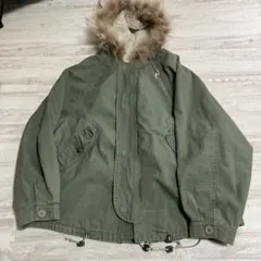 オリーブグリーン ファー付きモッズコート
