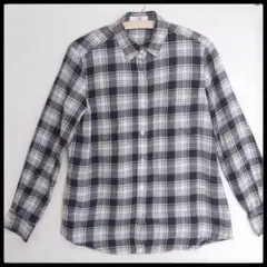 【美品】iCB 長袖チェックシャツ グレー S コットン100％オンワード樫山のサムネイル