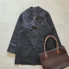 美品 定価7万 マーガレットハウエル コットンギャバジン コート 黒 ライナー付のサムネイル