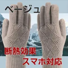 【新品】 手袋 防寒 グローブ ニット手袋 厚手 フリー ベージュ