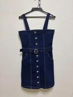 ベルト付きミニジャンパースカート[cu407] ブルー