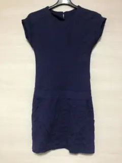 【kids150】ベネトンのシンプルなネイビーワンピース