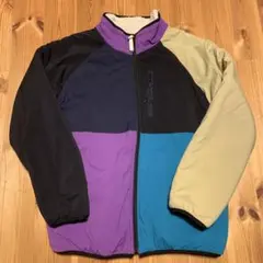 POWER TO THE PEOPLEカラーブロック ナイロンフリースジャケット