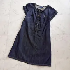 【美品】Burberry Blue labelフリルデニムワンピース　リボン