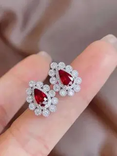 天然ミャンマー産ルビーピアス