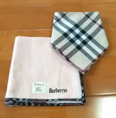 【新品未使用】バーバリー　ハンカチ2枚セット　ピンクフチチェック　定番チェック柄