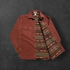 L.L.Bean 90sフランネル シャモアクロスシャツ裏地ネイティブ柄CPO