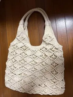 メッシュ編み トートバッグ ホワイトのサムネイル