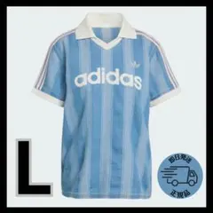 新品M⚪︎adidas デニム サッカー ジャージ Tシャツ ブルー - メルカリ