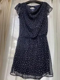 ユナイテッドアローズ⭐︎ネイビー 水玉 半袖 ひざ丈ワンピース