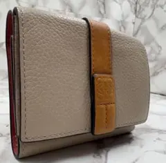 【極美品】ロエベ トライフォールドウォレット　3つ折り財布 バイカラー レザー