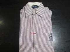 ポロラルフローレンCUSTOMFITベージュストライブBD 長袖胸BIG綿M表示