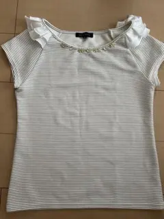 【ミッシュマッシュ】　ビジュー付きボーダーカットソー　半袖