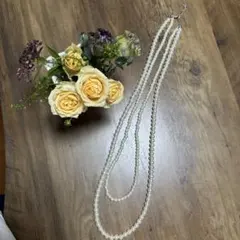 ホワイトパール三重巻きネックレス