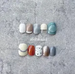 ネイルチップ｜くすみ ちぐはぐ ぷっくり ダルメシアン ニュアンス 個性派ネイル