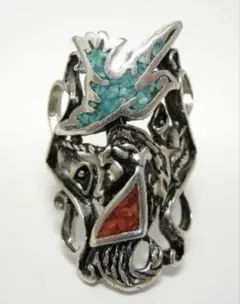 ビンテージ イーグル&ユニコーン インレイリング