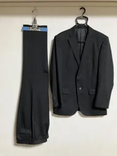 MACRENZIE ブラック ストライプ ビジネススーツの上着　ズボンはおまけ