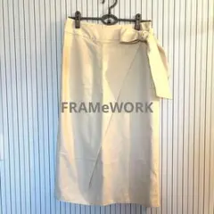 フレームワーク タイトスカート ロング ラップ リボン リネン混 L 美品のサムネイル