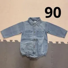 韓国 デニム風 ロンパース 90cm