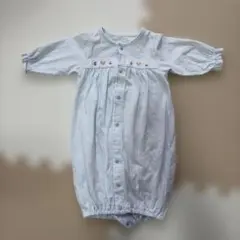 ファミリア　水色刺繍付きツーウェイ・ドレスオール　新生児