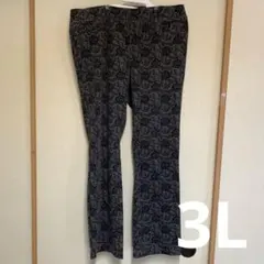 花柄　ストレッチ　パンツ　ブラック　大きいサイズ　美品