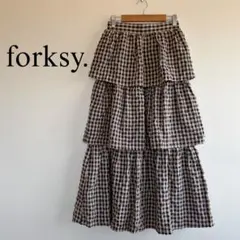 forksy. フォルクシー　ギンガムチェック　ティアードスカート　裏地あり　Mのサムネイル