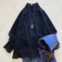 美品　SHIPS 5G ウール カシミヤ タートルネック ブラック　38