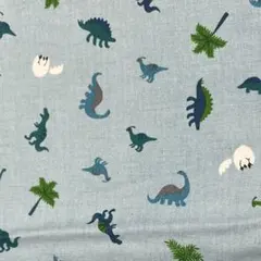 恐竜柄 生地 はぎれ 水色 ブルー 110×70