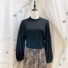 美品 NICOLEWhite ペイズリー柄 ロングワンピース 異素材ドッキング