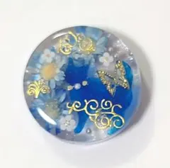 レジン ヘアゴム キーホルダー ドライフラワー 月 パープル ブルー
