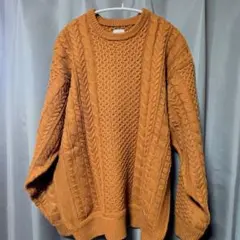coen ケーブルニットセーター L ブラウン