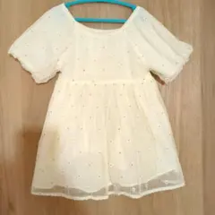 クリーム色 半袖ワンピース Aライン　ザラワンピース　フレアワンピース