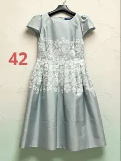 【大きいサイズ】エムズグレイシー 42 ジャガードワンピース 花柄 フレアドレス