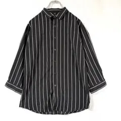 ストライプ シャツ ブラック×ホワイト モノトーン メンズ Lサイズ きれいめ