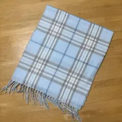 水色タータンチェックマフラー