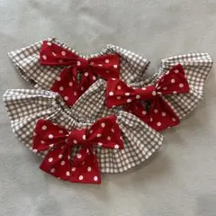 ペット用チェック柄フリルスタイ